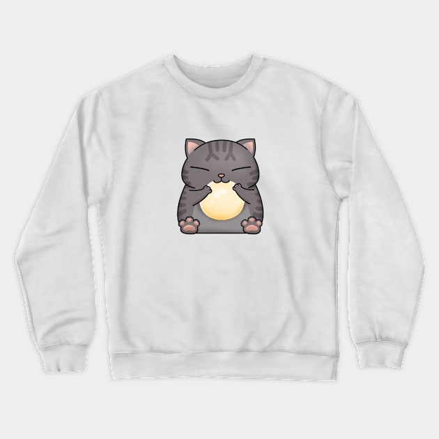 Chubby Cat White Dango Crewneck Sweatshirt by Takeda_Art